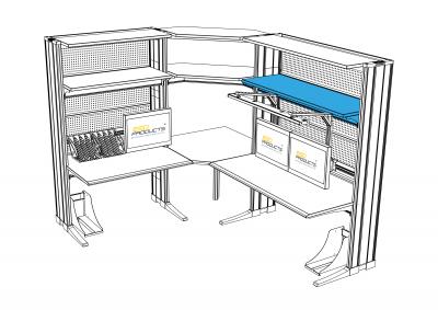 ESD Superstructure System 1600 x 500 mm Knurr Vertiv Workstations Elicon Consoles ESD Products